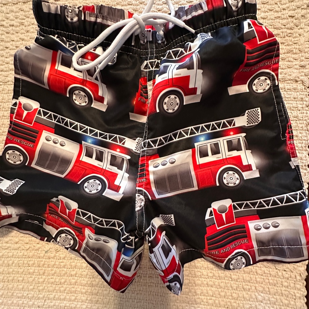 Fire Truck Print Swim Shorts